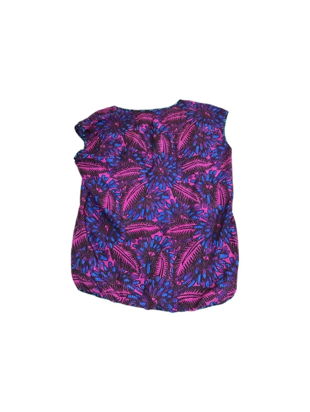 j crew silk top Sleeveless Midnight Floral Purple Cocoon Boho Festival Hippy